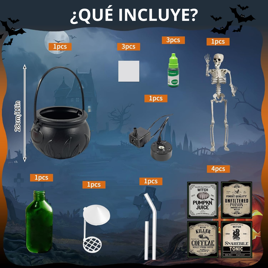Caldero con Esqueleto para Halloween