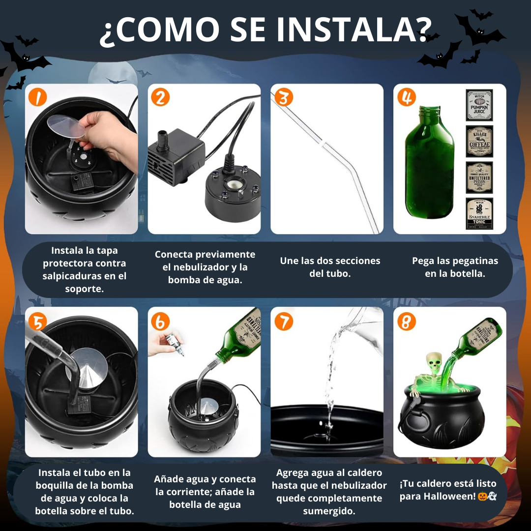 Caldero con Esqueleto para Halloween